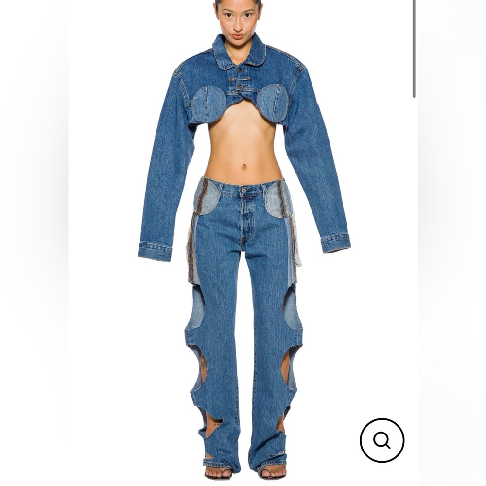 Sam Miro Vintage SMV X LEVI'S UPCYCLED PORTERHOUSE CIRCLE CUTOUT JEANS 25